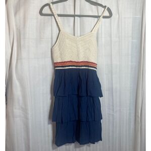 Speechless‎ Kids Girls Crochet Top Tiered Ruffle Dress Navy Blue Size 14 Boho